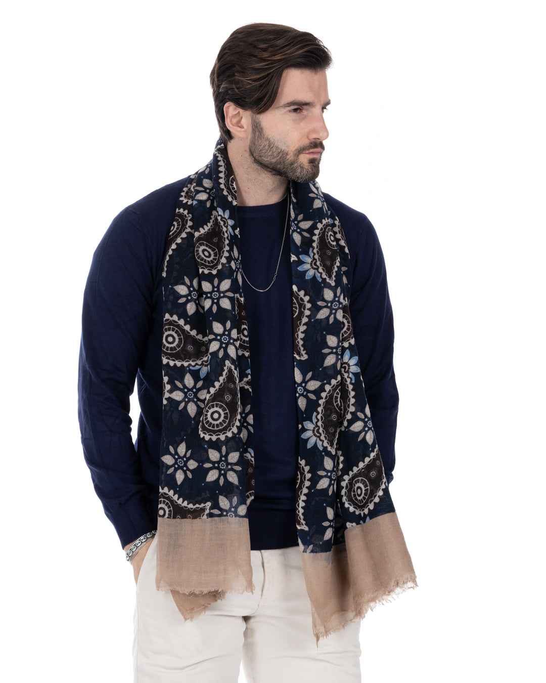 Tangier - blue wool scarf