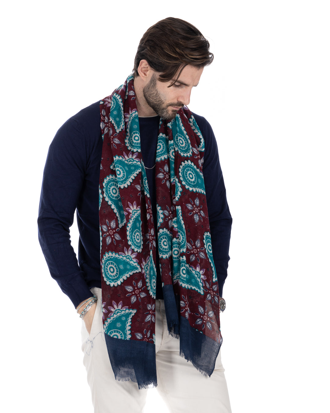 Nador - burgundy wool scarf