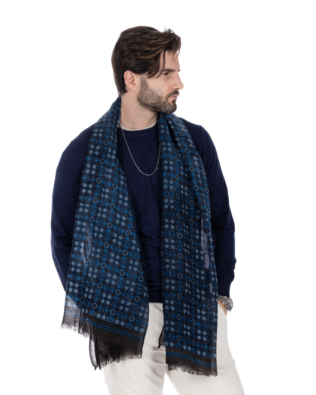 Fes - blue wool scarf