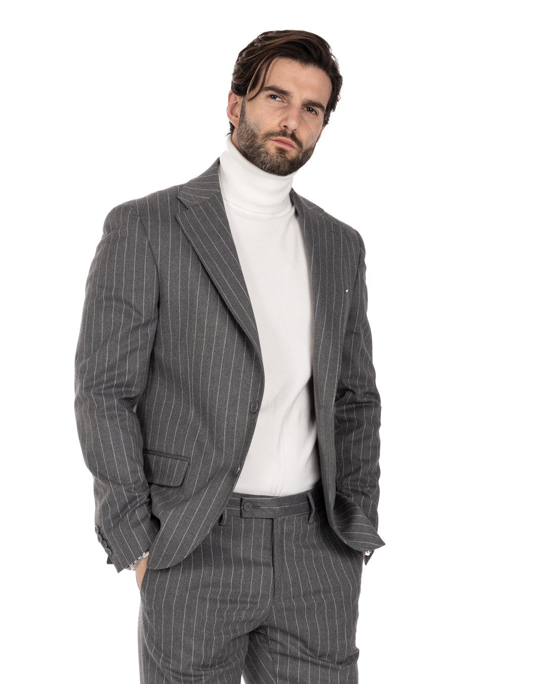 Feel - gray pinstripe single-breasted jacket