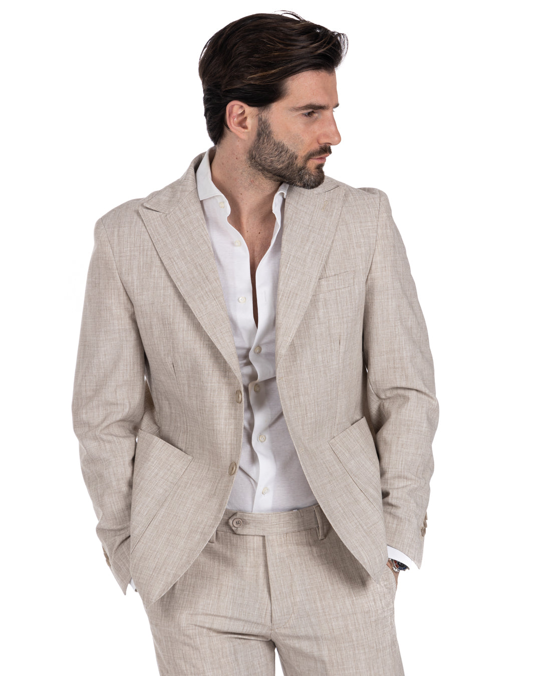Lipari - beige single-breasted suit
