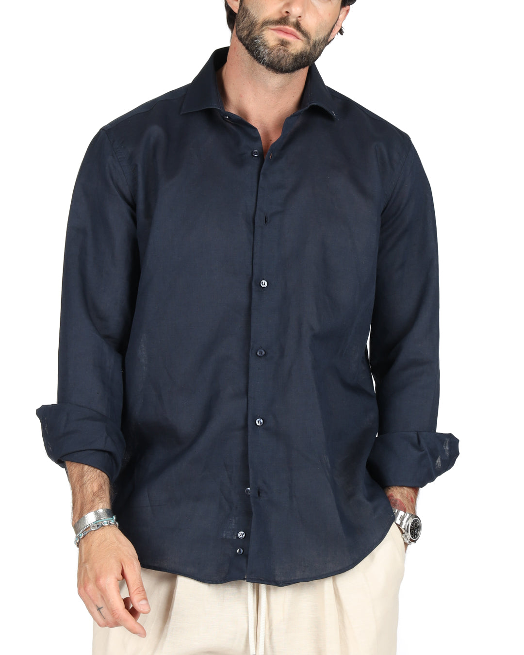 Praiano - Classic blue linen shirt