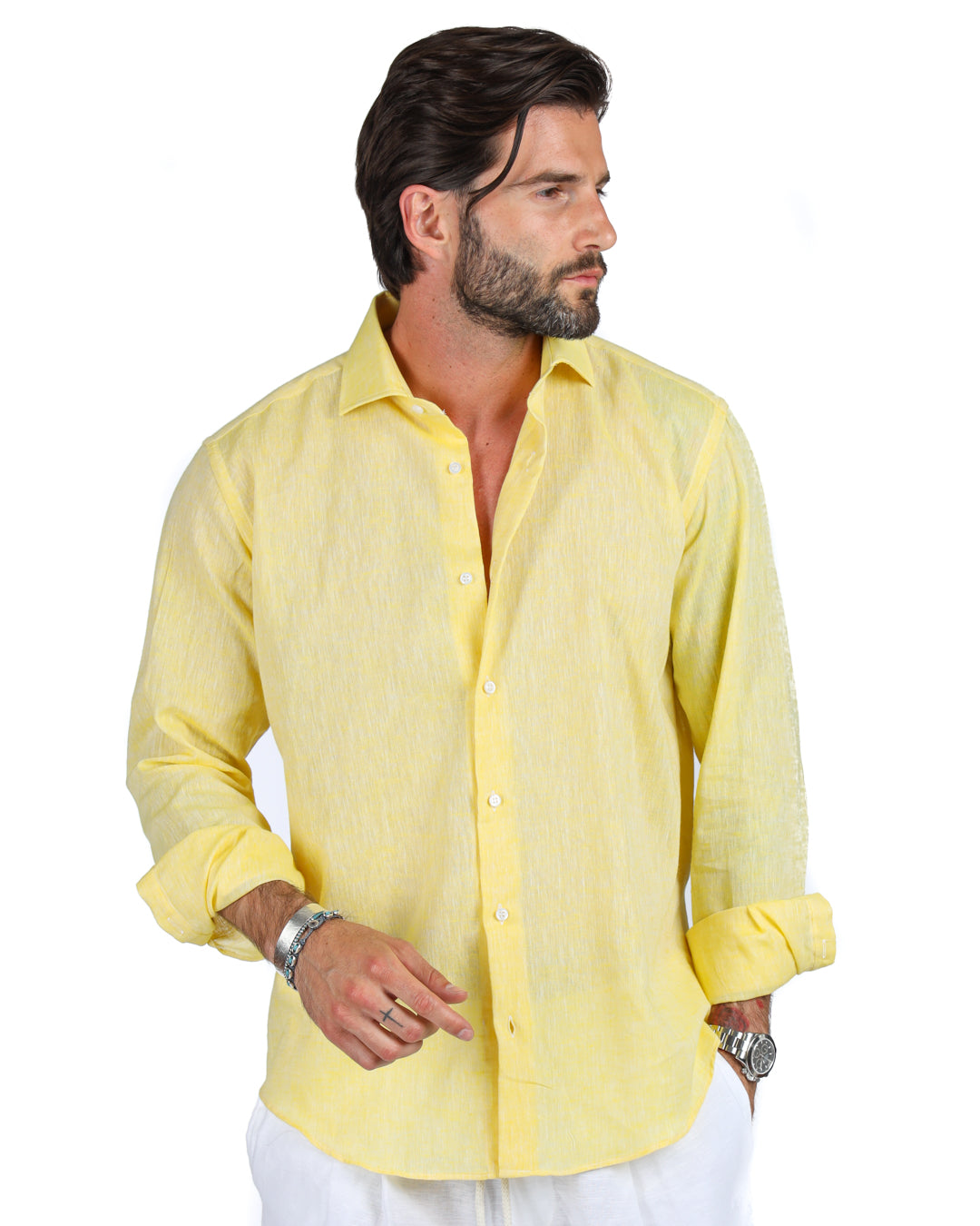 Praiano - Classic yellow linen shirt 