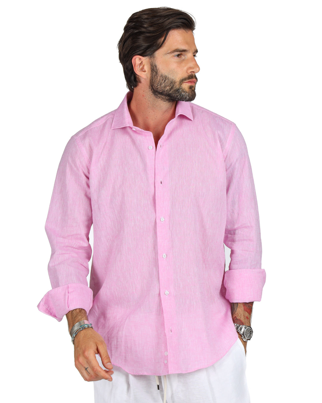 Praiano - Classic pink linen shirt