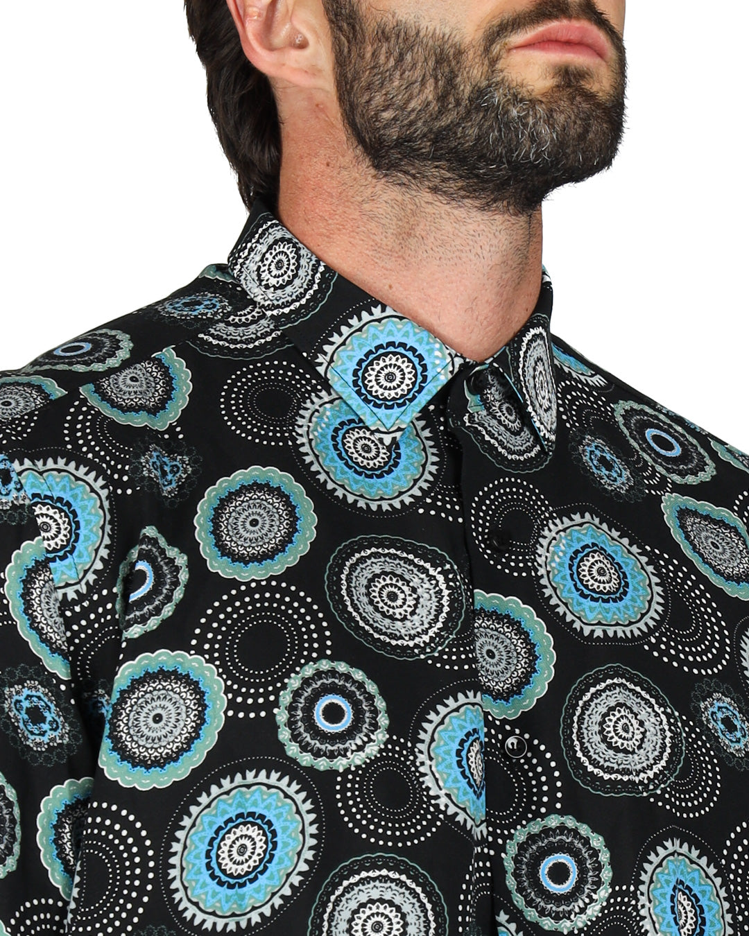 Tobago - Classic black circular pattern shirt