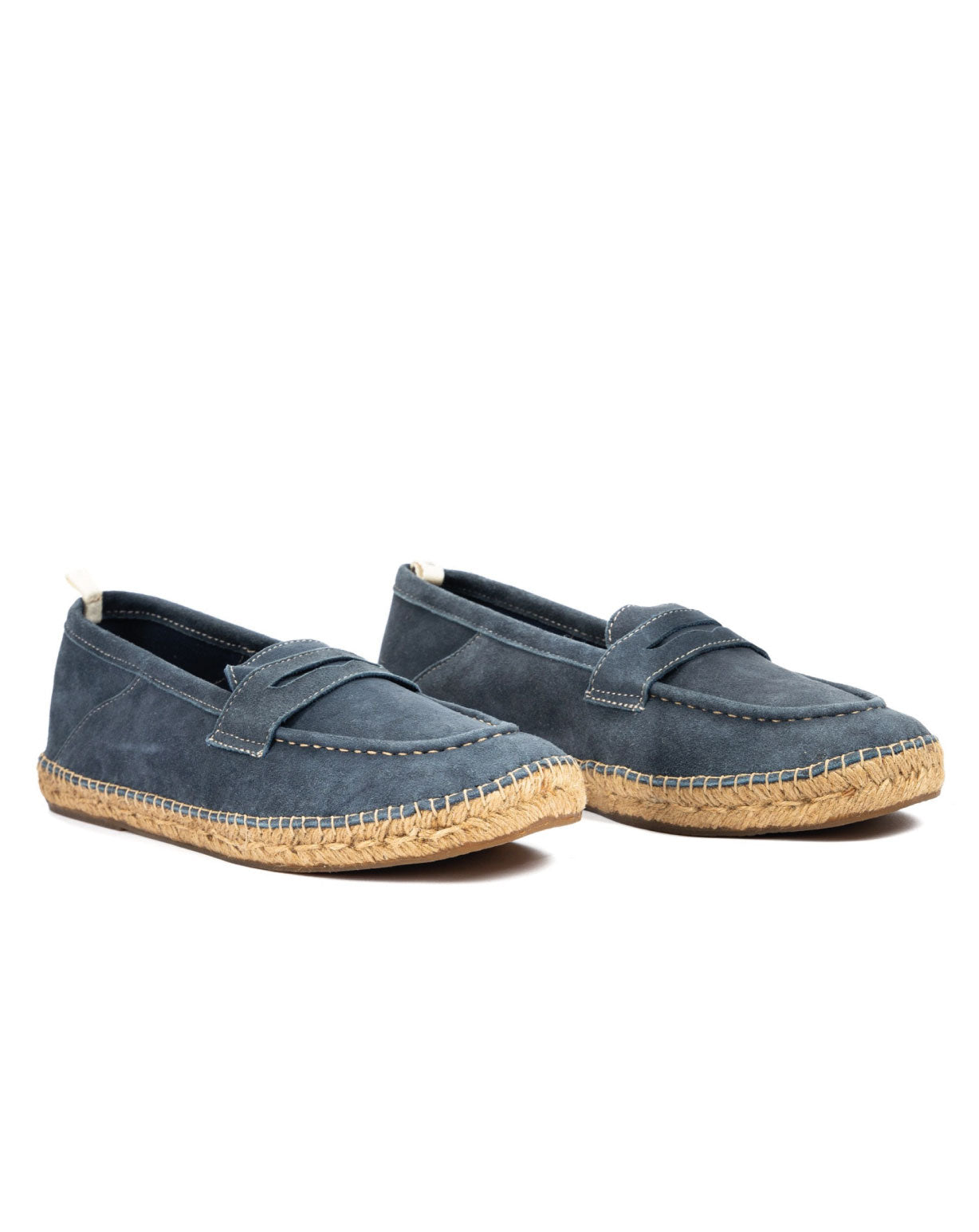 Roma - blue suede moccasin with rope sole