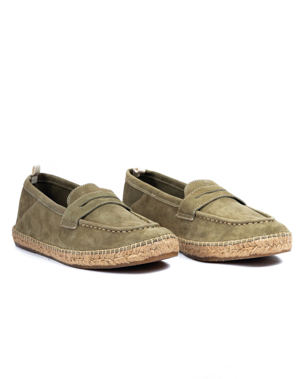 Roma - green suede moccasin with rope sole