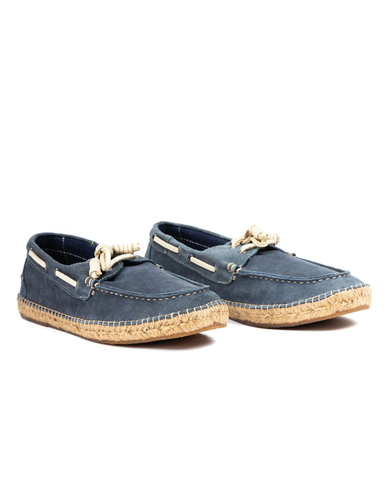 Pompeii - blue suede boat with rope bottom