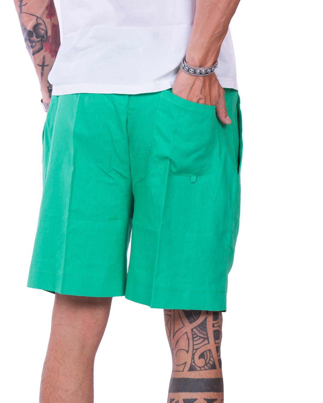 Larry - mint linen Bermuda shorts